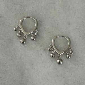 Sterling Silver Triangle Beaded Fringe Hoop Earrings 

Brand New
